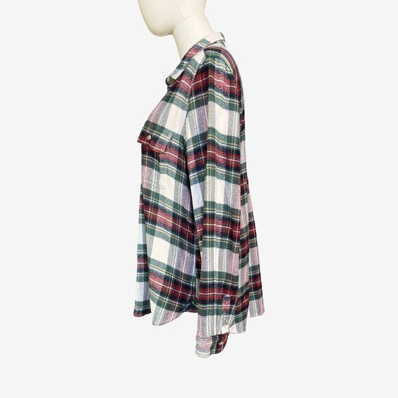 American Eagle Ahh-Mazingly Soft Plaid Flannel Shirt XL Green Red Classic Fit - Picture 4 of 9